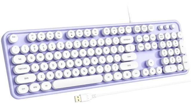 Main image of Atelus Computer Keyboard Wired, Plug Play USB Keyboard with Large Number Pad, Caps Indicators, Foldable Stands, Full Size Keyboard for Windows PC Laptop (Purple-White)