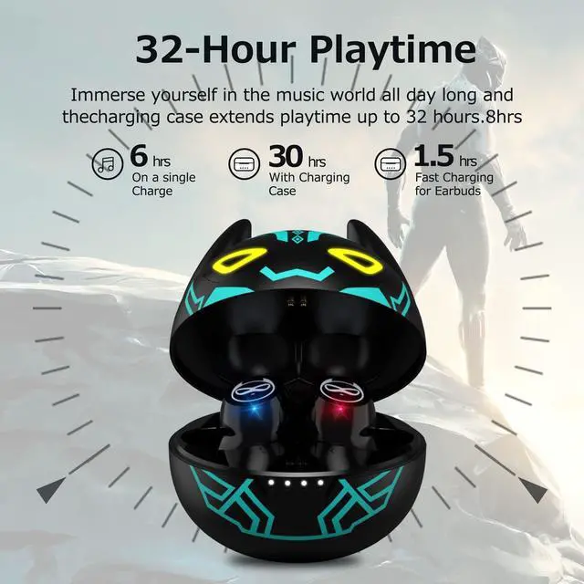 Alt view image 4 of 5 - Kids Wireless Earbuds Bluetooth in-Ear Headphones with Microphone Comfort Lightweight Earphone with Noise Cancellation Bluetooth 5.0 in-Ear-Headset Touch Control 32 Hrs Playtime for iPhone/Android