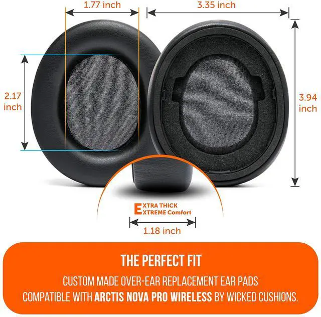 Alt view image 3 of 5 - WC Upgraded Replacement Earpads for Steelseries Arctis Nova Pro Wireless Made by Wicked Cushions | Improved Durability, Thickness, Softer Leather, and Sound Isolation | Black
