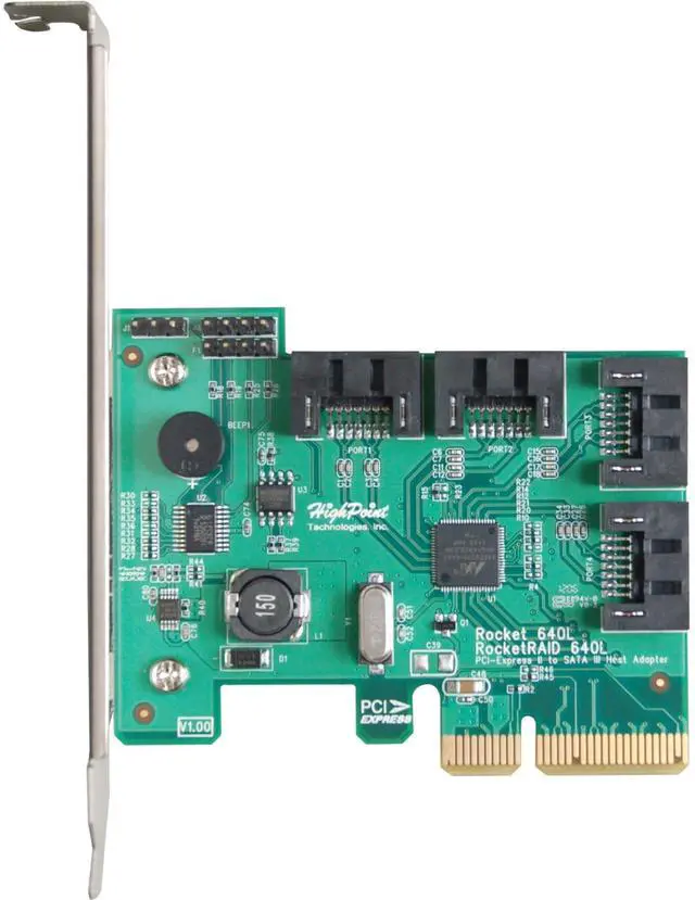 Alt view image 2 of 5 - HighPoint RocketRAID 640L Internal 4 SATA Port PCI-Express 2.0 x4 SATA 6Gb/s RAID Controller -Lite Version