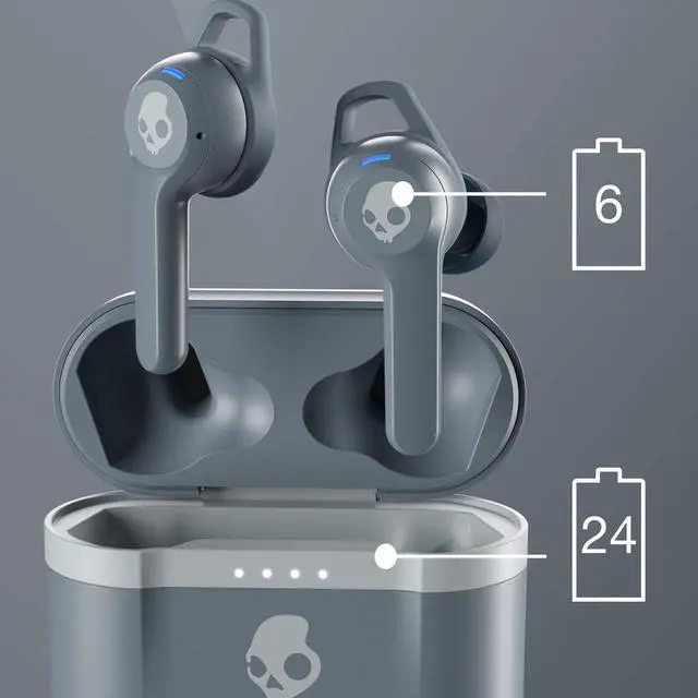Alt view image 5 of 5 - Skullcandy Indy Evo In-Ear Wireless Earbuds, 30 Hr Battery, Microphone, Works with iPhone Android and Bluetooth Devices - Grey