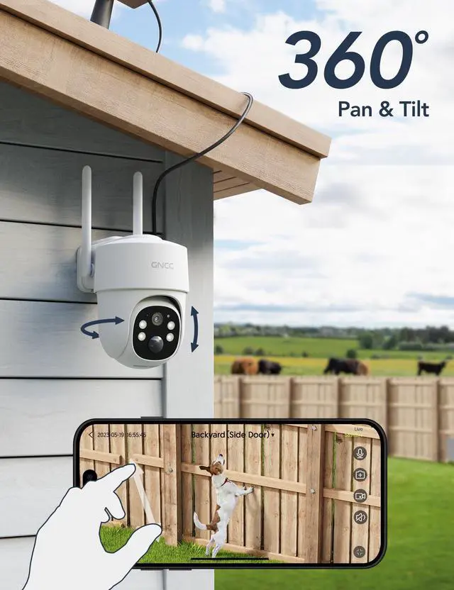 Alt view image 2 of 5 - GNCC 4G LTE Cellular Security Camera, 2K Solar Outdoor Camera Wireless, No WiFi Security Camera, Color Night Vision, Spotlight, 2-Way Audio, PIR Motion, PTZ, Includes 32GB SD&SIM Card, US Version