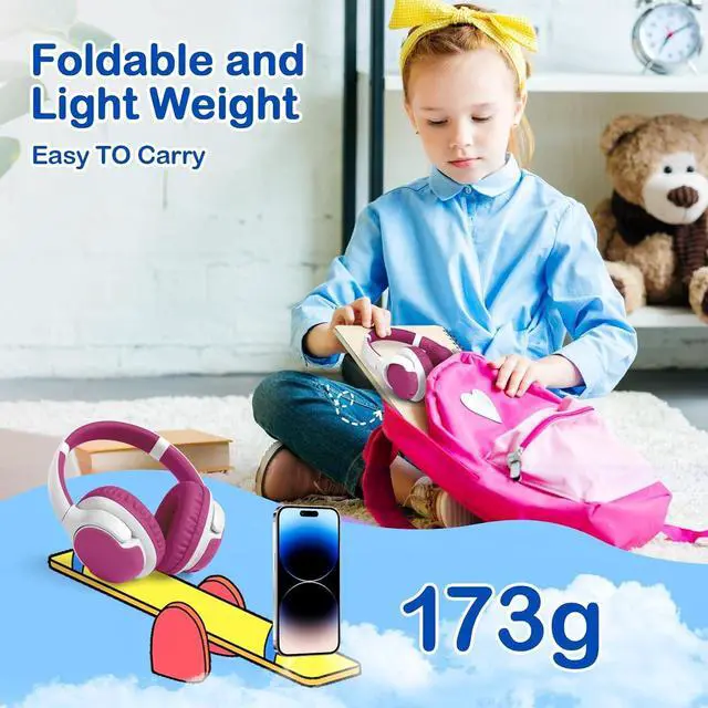 Alt view image 4 of 5 - ZIHNIC Kids Bluetooth Headphones, 40Hrs Play time, Kids Wireless Headphones Over Ear with 85dB/94dB Volume Limited-Purple
