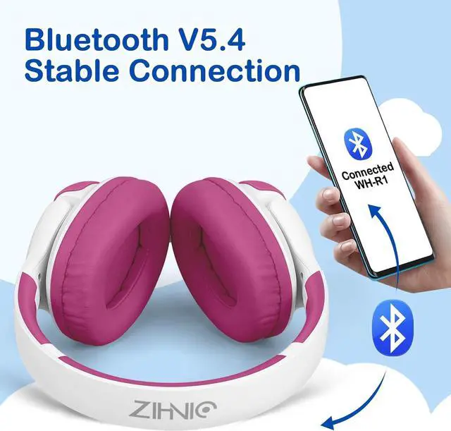 Alt view image 5 of 5 - ZIHNIC Kids Bluetooth Headphones, 40Hrs Play time, Kids Wireless Headphones Over Ear with 85dB/94dB Volume Limited-Purple