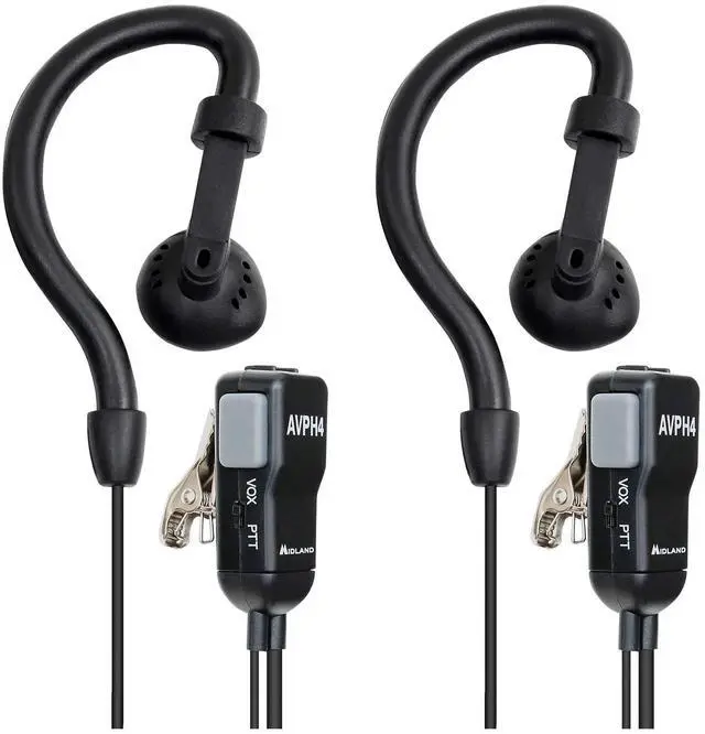 Main image of Midland® - AVPH4 Ear Clip Headset Headphones for Midland® GMRS Two-Way Radios  Secure Fit - Crystal Clear Communication Built-In Microphone and Push To Talk Button