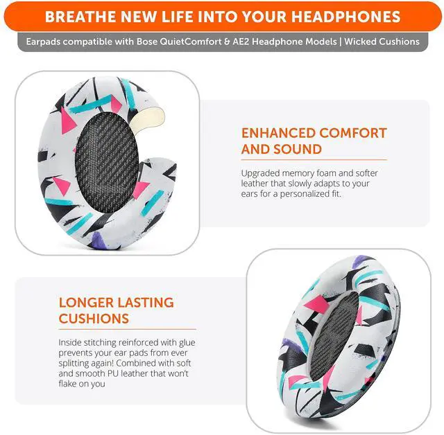 Alt view image 4 of 5 - WC Wicked Cushions Upgraded Replacement Ear Pads for Bose QC35 & QC35ii (QuietComfort 35) Headphones & More - Softer Leather, Luxurious Memory Foam, Added Thickness, Extra Durability | 90's White