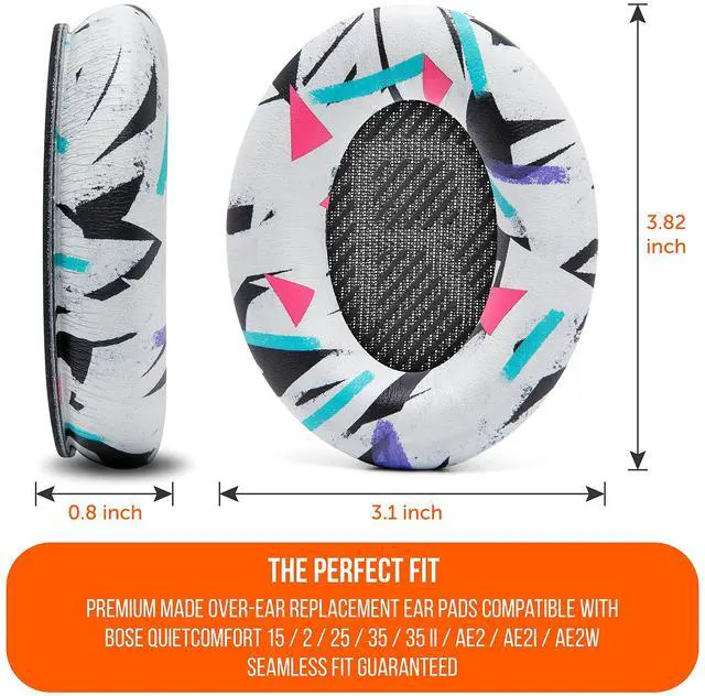 Alt view image 5 of 5 - WC Wicked Cushions Upgraded Replacement Ear Pads for Bose QC35 & QC35ii (QuietComfort 35) Headphones & More - Softer Leather, Luxurious Memory Foam, Added Thickness, Extra Durability | 90's White