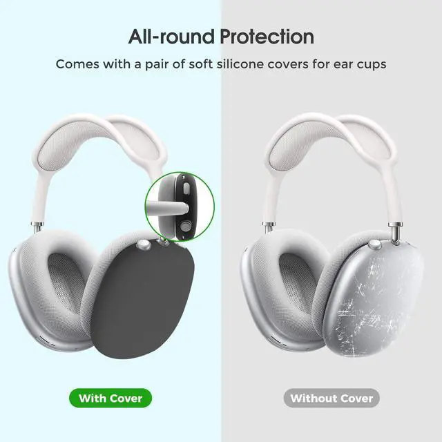 Alt view image 2 of 5 - ProCase Hard Case for AirPods Max, Travel Carrying Headphone Case with Silicone Earpad Cover & Mesh Pocket, AirPods Max Protective Portable Storage Bag -Black