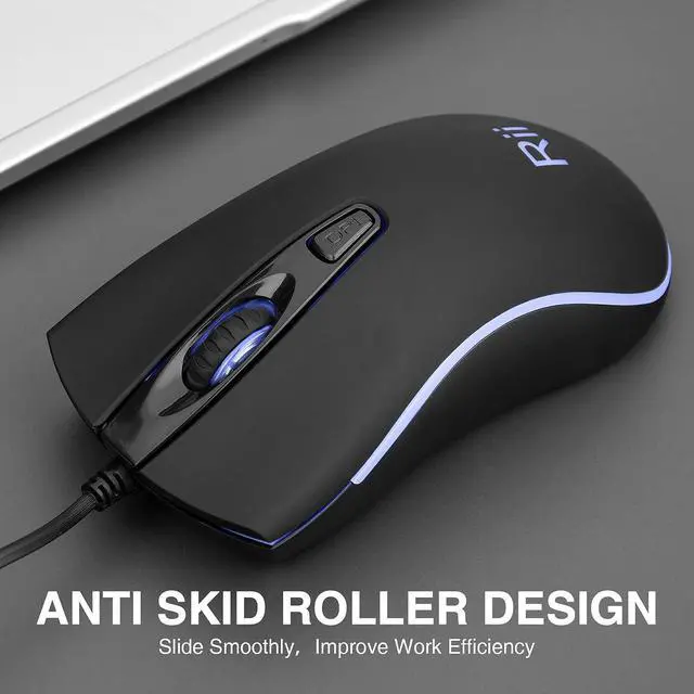 Alt view image 4 of 5 - Rii Wired Mouse, RM105 USB Computer Mouse,RGB Optical Office Mice for PC,Computer,Laptop,Desktop,Windows (10 Pack)