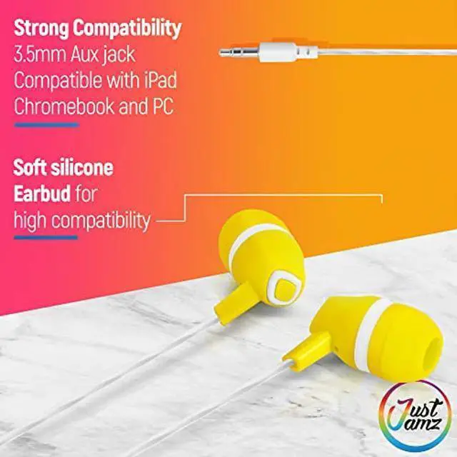 Alt view image 3 of 5 - JustJamz 30 Pack Bulk Earbuds  Wired Ear Buds for School and Classroom  Earbuds for Kids Bulk  Class Set Earphones with 3.5mm Jack  Assorted Colors