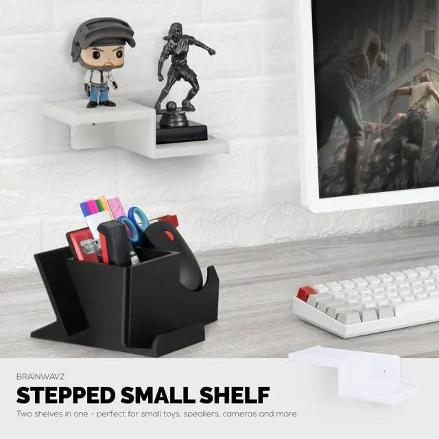 Alt view image 4 of 5 - BRAINWAVZ Drill Free Small Wall Mount Shelf for Security Cameras, Baby Monitors, Speakers, Routers, Plants & More, Strong Adhesive, Easy to Install, No Mess
