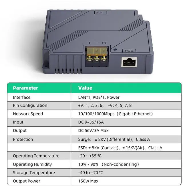 Alt view image 3 of 5 - XLTTYWL Starlink V3 Poe Injector, 150W 2 in 1 GigE Passive & ESD Protection Star Link 12v Conversion Kit with Starlinks DC Step UP Converter DC 9-36V/150W for Starlink Gen 3 Dishy