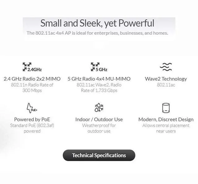 Alt view image 3 of 5 - UniFi FlexHD 4X4 MU-MIMO Access Point UAP-FlexHD-US with Radio Rate 1.733 Gbps