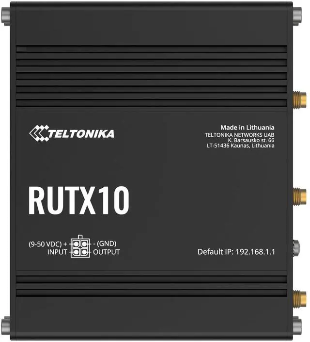 Main image of Teltonika RUTX10000300 Model RUTX10 Professional Ethernet Router, UK PSU, Digital Input/Output for Remote Monitoring and Control, Dual Band WiFi and Bluetooth LE, Aluminium Housing, Firewall and VPN