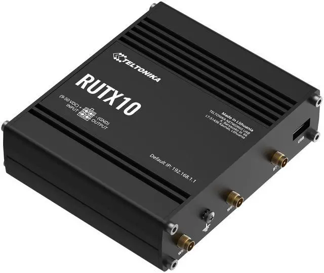 Alt view image 3 of 5 - Teltonika RUTX10000300 Model RUTX10 Professional Ethernet Router, UK PSU, Digital Input/Output for Remote Monitoring and Control, Dual Band WiFi and Bluetooth LE, Aluminium Housing, Firewall and VPN
