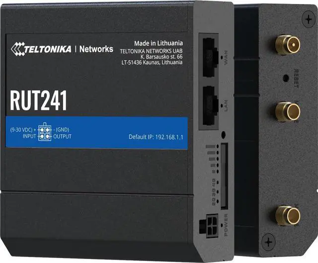 Alt view image 4 of 5 - Teltonika RUT241098000 Model RUT241 Industrial Cellular Router; 4G and 3G Connectivity; for use in North America; Compatible with Verizon, AT&T, and T-Mobile; WAN Failover with Auto Switching