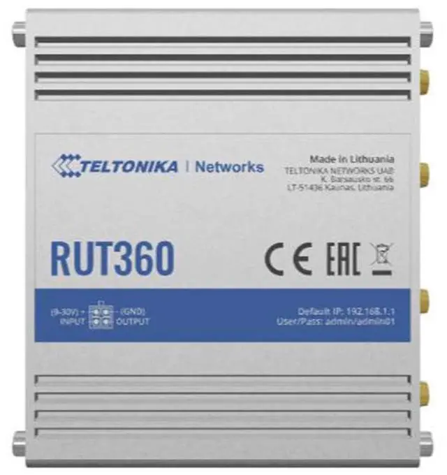 Alt view image 2 of 3 - Teltonika RUT360100100 Model RUT360 LTE Industrial Cellular Router; Only for use in USA; 4G/3G Frequencies; Ethernet Interfaces, WiFi and Cellular Module; Compatible with IoT and M2M Applications