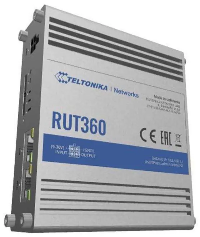 Alt view image 3 of 3 - Teltonika RUT360100100 Model RUT360 LTE Industrial Cellular Router; Only for use in USA; 4G/3G Frequencies; Ethernet Interfaces, WiFi and Cellular Module; Compatible with IoT and M2M Applications