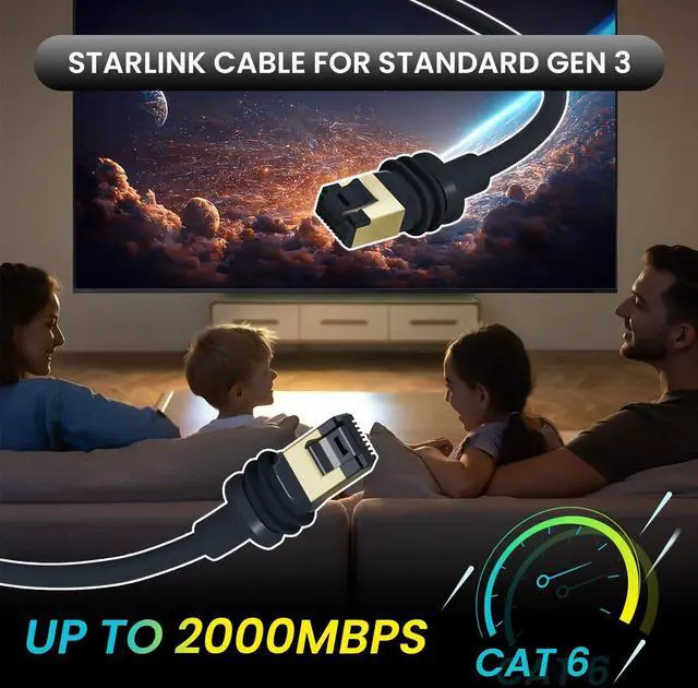 Alt view image 3 of 5 - Klutchtech Starlink Cable Gen 3/Mini, 16.4FT Starlink Replacement Cable for Rectangular Satellite Mini/Gen 3 Cable Extension Waterproof Gray (5M/16.4FT)