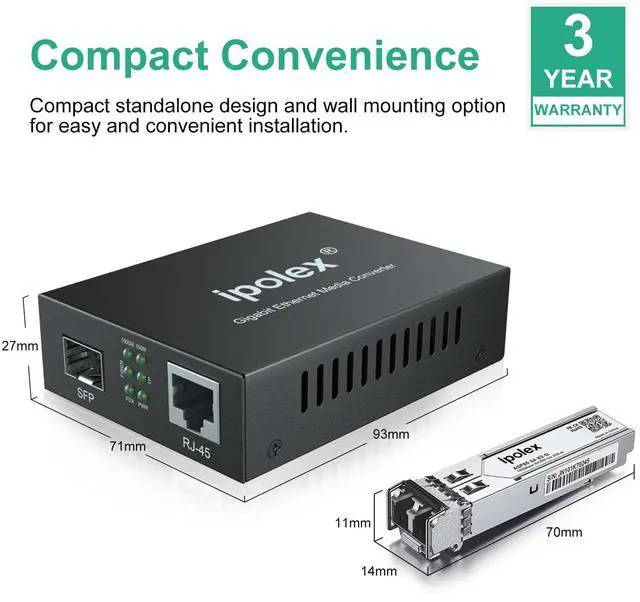 Alt view image 4 of 5 - ipolex LC Media Converter + OM3 LC LC Fiber Cable