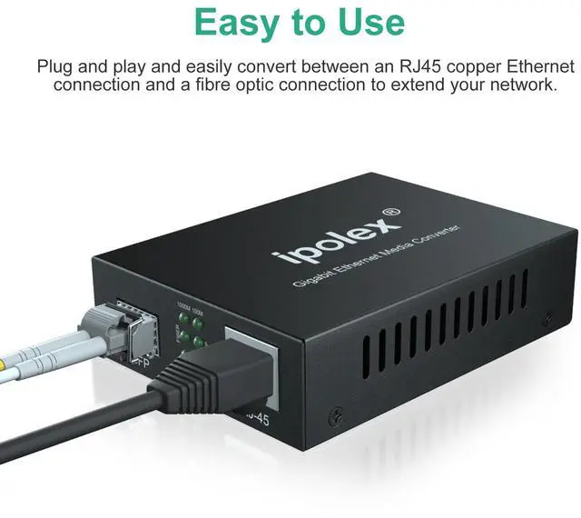 Alt view image 5 of 5 - ipolex LC Media Converter + OM3 LC LC Fiber Cable