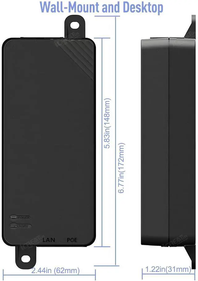 Alt view image 4 of 5 - iCreatin 90W Gigabit Ultra PoE++ Injector Adapter, IEEE 802.3 bt /802.3at/ 802.3af Compliant, Up to 90W Ultra Power Supply, 10/100/1000Mbps, Compatible with TRENDnet TPE-119GI