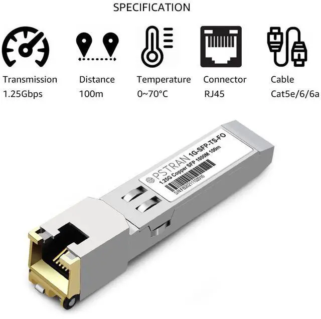 Alt view image 2 of 5 - OPSTRAN 1000BASE-T SFP RJ45 Copper Transceiver Module Compatible with Fortinet FS-TRAN-GC FG-TRAN-GC FR-TRAN-GC 100m Cat5e/6