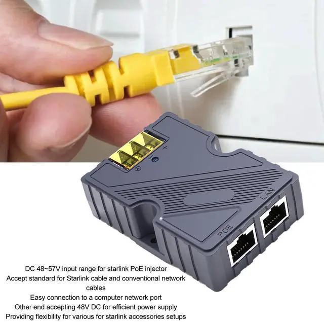 Alt view image 5 of 5 - PoE Injector for Gen 3, 150W 48 to 57V 3A GigE Passive ABS ESD with LAN for Satellite Dish V2 for Internet Kit Satellite