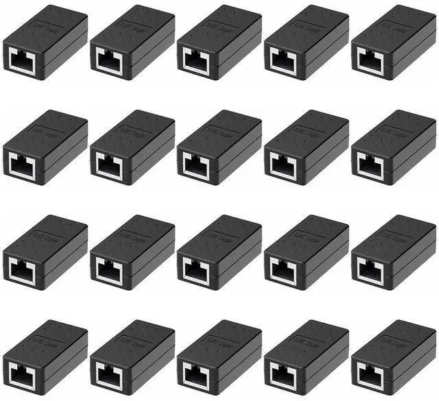 Main image of Dingsun RJ45 Coupler, Ethernet Extender Female to Female Ethernet Coupler for Cat7/ Cat6/ Cat5/ Cat5e(20Pack, Black)