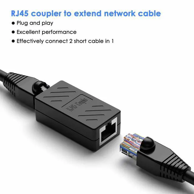 Alt view image 2 of 5 - Dingsun RJ45 Coupler, Ethernet Extender Female to Female Ethernet Coupler for Cat7/ Cat6/ Cat5/ Cat5e(20Pack, Black)
