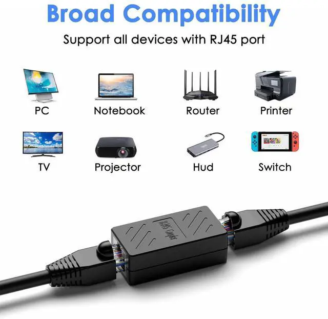 Alt view image 5 of 5 - Dingsun RJ45 Coupler, Ethernet Extender Female to Female Ethernet Coupler for Cat7/ Cat6/ Cat5/ Cat5e(20Pack, Black)