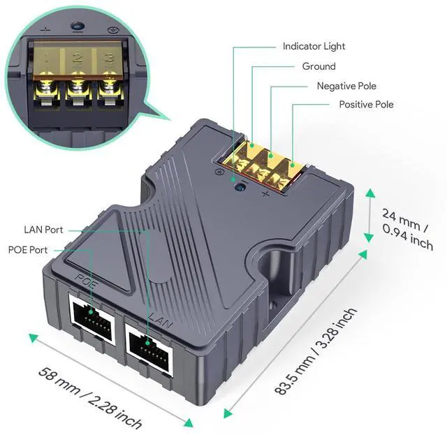 Alt view image 2 of 5 - PoE Injector for Gen 3, 150W 48 to 57V 3A GigE Passive ABS ESD with LAN for Satellite Dish V2 for Internet Kit Satellite