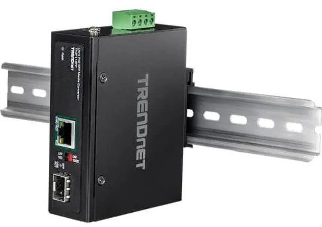 Alt view image 4 of 5 - TRENDnet Hardened Industrial SFP to Gigabit UPoE Media Converter, IP30 Rated Housing, Includes DIN-Rail & Wall Mounts, Operating Temp. -40 to 75 °C (-40 to 167 °F), TI-UF11SFP, Black