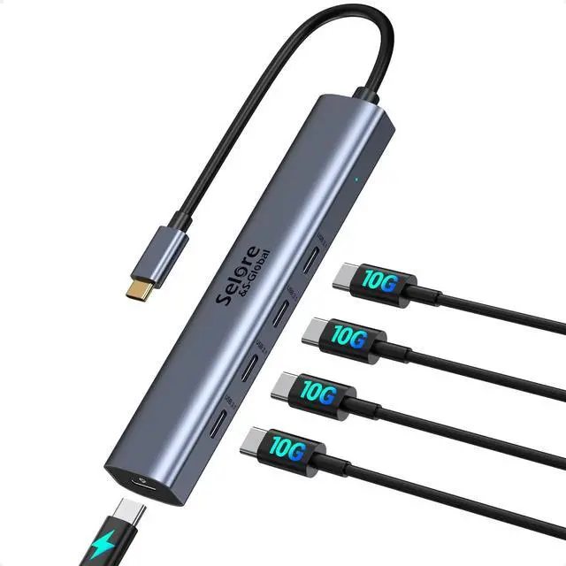 Main image of 10Gbps USB-C Hub, 5-Port USB-C Splitter with 100W Power Delivery, Multiport Adapter for Laptops, USBC Hub for MacBook Pro/Air M2/M1, iPad, Dell, HP, Samsung