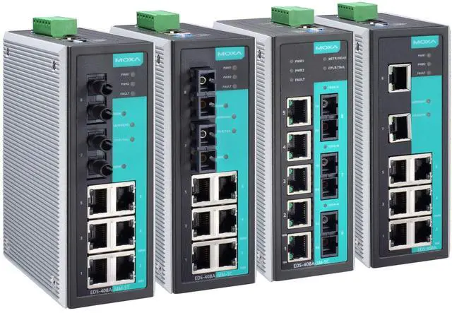 Alt view image 2 of 2 - MOXA EDS-408A - 8 Ports Entry Level Managed Ethernet Switch with 8 10/100 BaseTx Ports, Port Base VLAN and QoS, 0~60°C