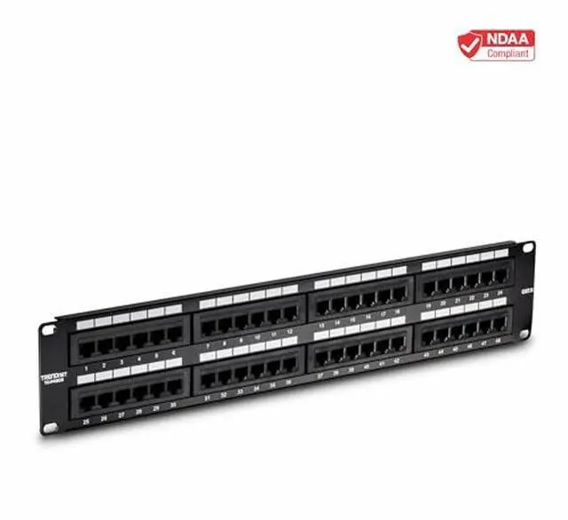 Alt view image 3 of 5 - TRENDnet 48-Port Cat6 Unshielded Patch Panel, Wallmount or Rackmount, Compatible with Cat3,4,5,5e,6 Cabling, for Ethernet, Fast Ethernet, Gigabit Applications, Black, TC-P48C6