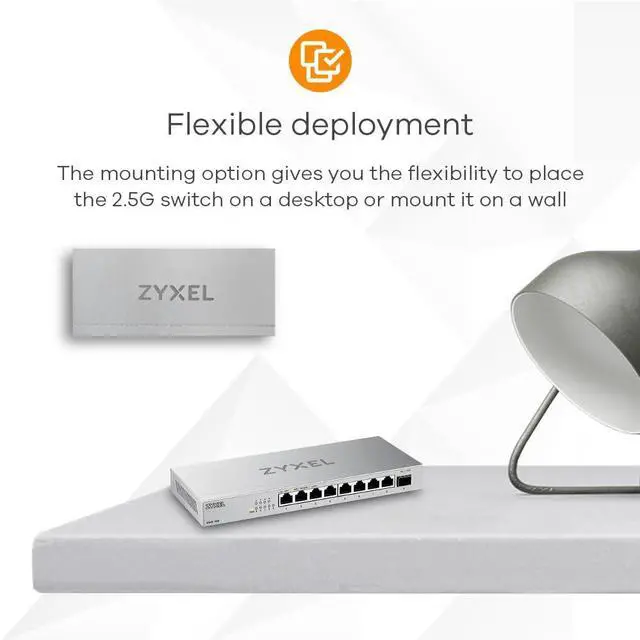Alt view image 5 of 5 - Zyxel 8-Port 2.5G Multi-Gig Unmanaged Switch | 1x 10G SFP+ | Desktop/Wall Mount [XMG-108]