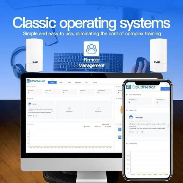 Alt view image 4 of 5 - KuWFi 5.8G Point to Point Outdoor WiFi Bridge,900Mbps Network Wireless Ethernet Bridge,2KM/1.24 Miles P2P Wireless Bridge CPE Kit IP65 Waterproof for Extend starlink Router Signal