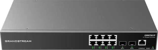 Main image of Grandstream GWN7801P | 8-Port Gigabit Ethernet Layer 2+ Managed PoE Switch