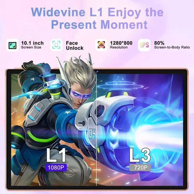 Alt view image 5 of 5 - DEERTiME Tablet Android 14 Tablets 10.1 inch with 22GB RAM 128GB ROM, Octa-Core Processor 8000mAh TF 1TB, G+G HD IPS Display Tableta, Dual Camera, Widevine L1 Bluetooth GPS Tablet PC (Rose Gold)