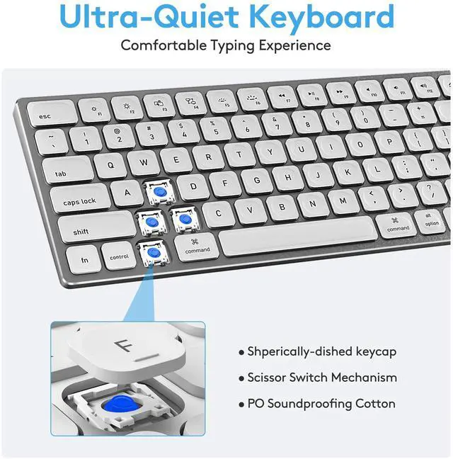 Alt view image 5 of 5 - White Aluminum Backlit Keyboard for Apple Mac OS,Plug-N-Play, USB-A/USB-C Wired Keyboard with Numeric Keypad for iMac/Mac mini or MacBook Laptop