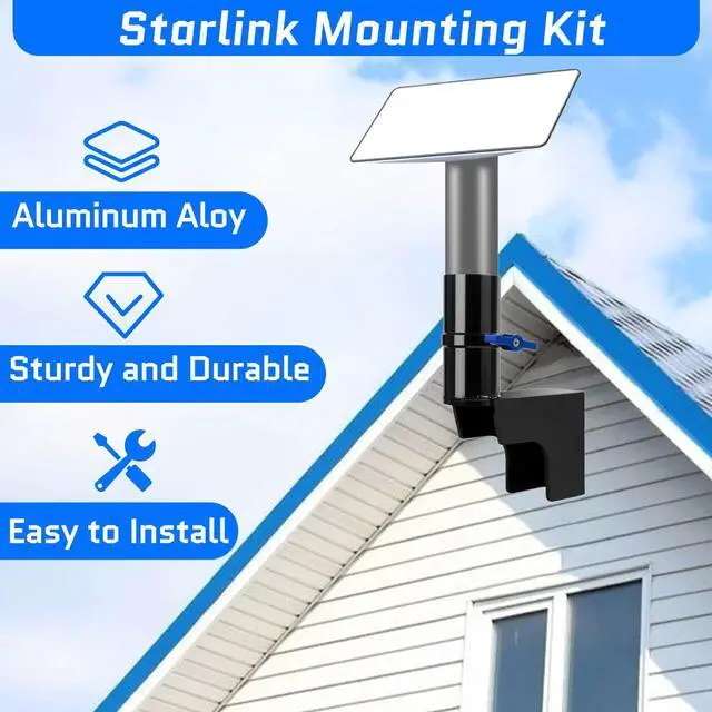 Alt view image 2 of 5 - Adjustable Mounting Kit - Heavy-Duty Aluminum Wall/Roof/Pole Mount, Weatherproof Design & Easy Installation, Compatible with Various Signal Towers (Black)