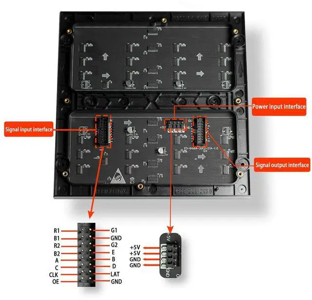 Alt view image 5 of 5 - Xicoolee RGB Full-Color LED Matrix Panel for Raspberry Pi/Arduino/ESP32 3mm Pitch 64×64 4096 Individual RGB LEDs Brightness Adjustable with Adapter for Directly Plug