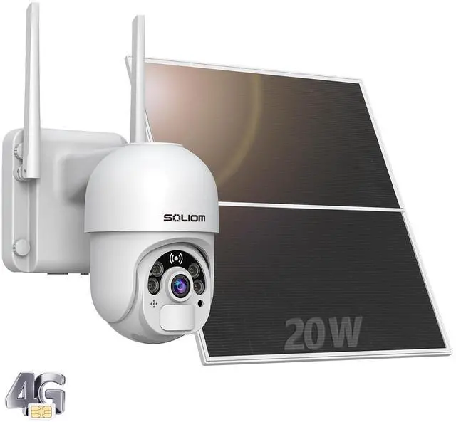 Main image of SOLIOM 4G LTE Cellular Security Camera [24/7 Recording] with 20W Solar Panel, 20000mAh Battery,360° Pan Tilt,Spotlight Color Night Vision,2 Way Talk,PIR Motion Detect,No WiFi,IP66,SL800-4G US Ver.