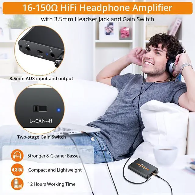 Alt view image 3 of 5 - Neoteck Portable 3.5mm Headphone Amplifier Two-Stage Gain Switch, 16-150 Ohm, Aluminum Matte Surface