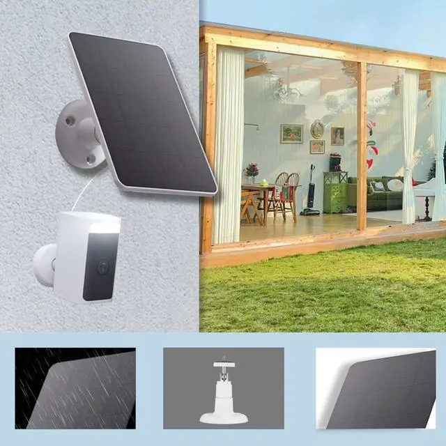 Alt view image 4 of 5 - 2 Pack Solar Panels Compatible with WYZE Battery Cam Pro, Solar Panels for Wireless Security Camera Outdoor 4W Type C Port, 10ft Micro USB Cable and Adjustable Mount, White