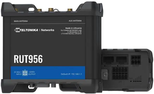 Main image of RUT956 (EU) 4G LTE Router Teltonika RUT956, Cellular, RUT956 (Teltonika RUT956, Cellular Network Router, Black, Aluminium, Plastic, DIN-Rail, Industrial, Fast Ethernet)