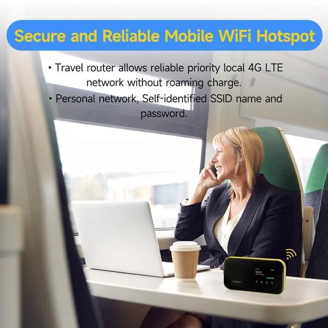 Alt view image 4 of 5 - FREEBOT 4G LTE Mobile Hotspot Router with Prepaid 10GB USA Data 365 Days, Portable WiFi for Travel in 150+ Countries Local and International Router Multi-Carrier Access No Contract or SIM Card Needed