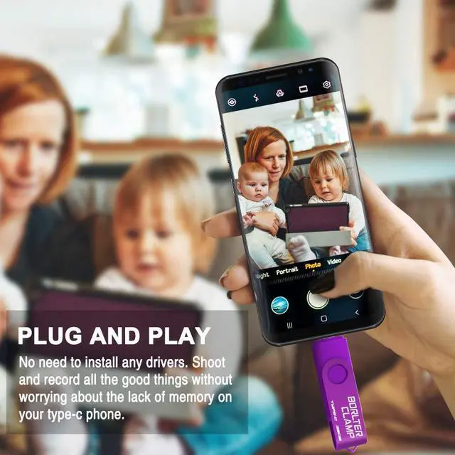 Alt view image 3 of 5 - 256GB USB Type-C Flash Drive, BorlterClamp USB C 3.0 Jump Drive Memory Stick Dual Port for Android Smartphones Samsung Galaxy S10/S9/S8/Note 9, LG, Huawei, Tablets & Computer (Purple)