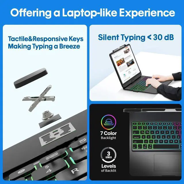 Alt view image 5 of 5 - BABG Keyboard Case for iPad Air 13 inch(M3/M2)&iPad Pro 13, iPad Pro 12.9(6th/5th /4th/3rd Gen) Case with Keyboard,360° Rotatable,Toupad,Backlits,Pencil Charging-Black